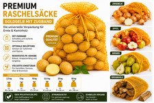 Raschels&auml;cke goldgelb Kartoffels&auml;cke Brennholzs&auml;cke mit Zugband PE 2,5kg - 50kg