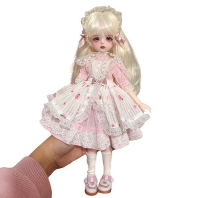 New 30cm BJD Doll 1/6 Ball Jointed Female Body DIY Toys with Cute Dress Hairband