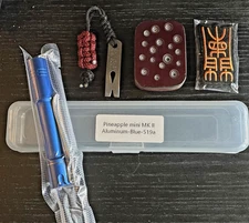 EDC Lot BullDog Vintage Micarta Worry stone, Reylight Mini Flashlight, Mini Pry