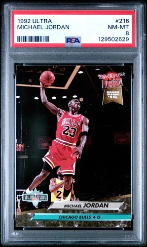1992 FLEER ULTRA #216 MICHAEL JORDAN PSA 8
