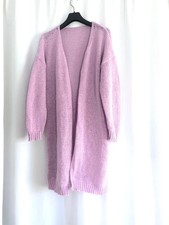 Lange Midi Strickjacke Fliederfarben XL