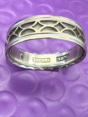 ❤️Anillo de boda Tacori oro blanco 18k 7,19 mm 7,1 g talla 13 ajuste cómodo gemotrico - Imagen 8 de 12