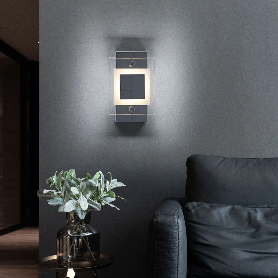 Luminaire de Salle Bain Applique Murale Spot IP44 Chrome Verre Clair LED L 15cm - Photo 1/4