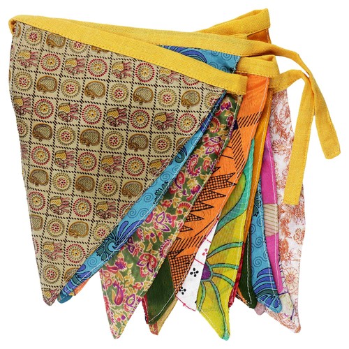 Wimpelkette Stoff bunt Fahnenkette Girlande Recycling Fair Trade - Picture 10 of 36
