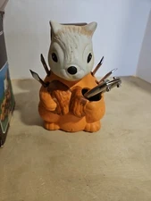 Vintage Ceramic Squirrel Nut Cracker Set With 6 Tools 6" Tall