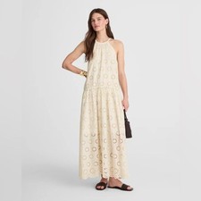 Madewell NWT Embroidered Drop-Waist Maxi Dress Size Large in Floral Eyelet