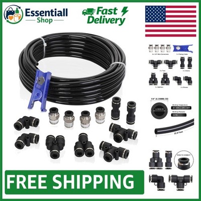 Customizable Air Line Tubing Kit - 1/4 Inch PU Tube & Easy Push Connect Fittings