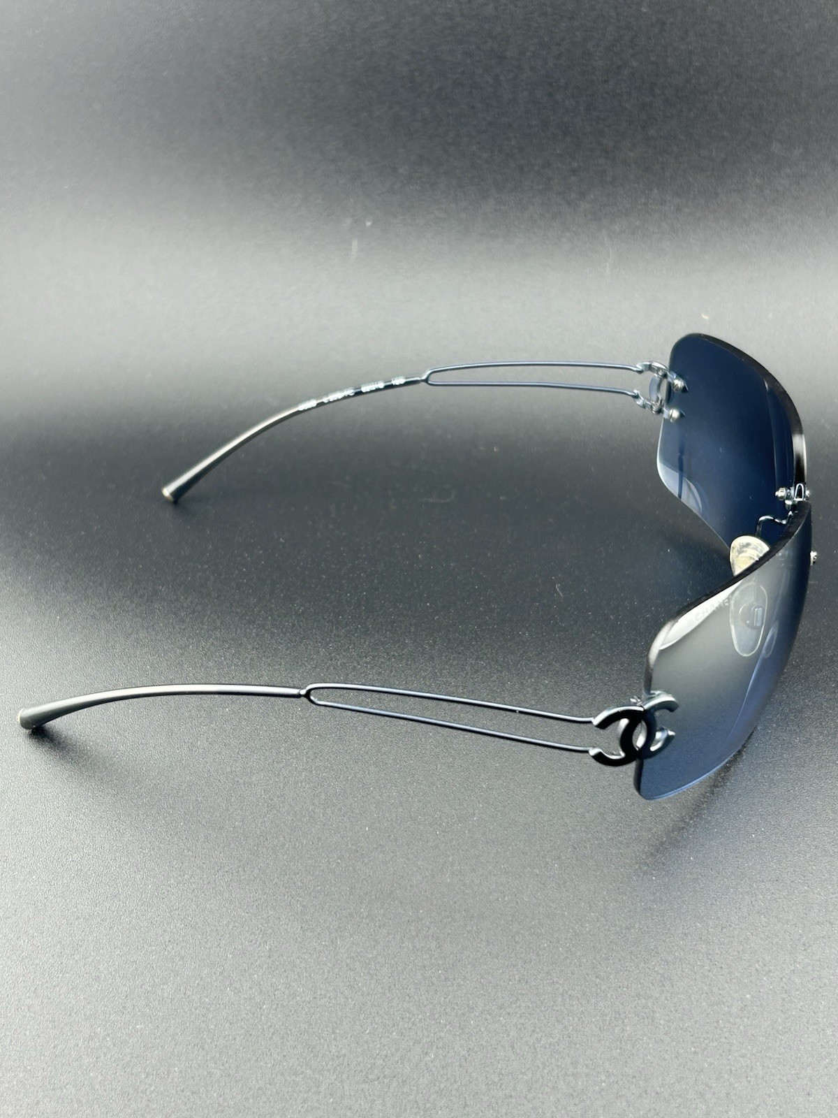 Authentic Chanel Vintage Rectangular, Rimless blu… - image 3