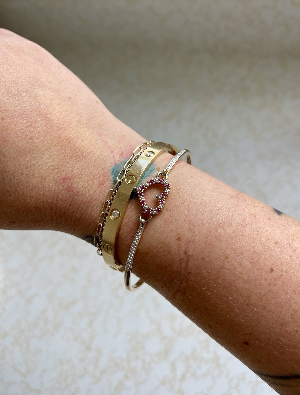 ROSS SIMONS VALENTINES RUBY DIAMOND BANGLE BRACEL… - image 5