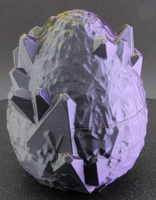 Crystal Dragon Egg   Faceted Fantasy Egg with Geode Texture | Purple Gold