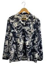 WACKO MARIA Long Sleeve Shirt M Rayon BLK All Over Pattern