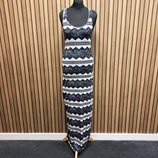 Topshop Maxi Dress Black White UK 8 Jersey Straight Stripe