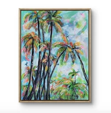 Original 9" x 12" Colorful Tropics Expressive Gallery Mixed Media PAPER Art