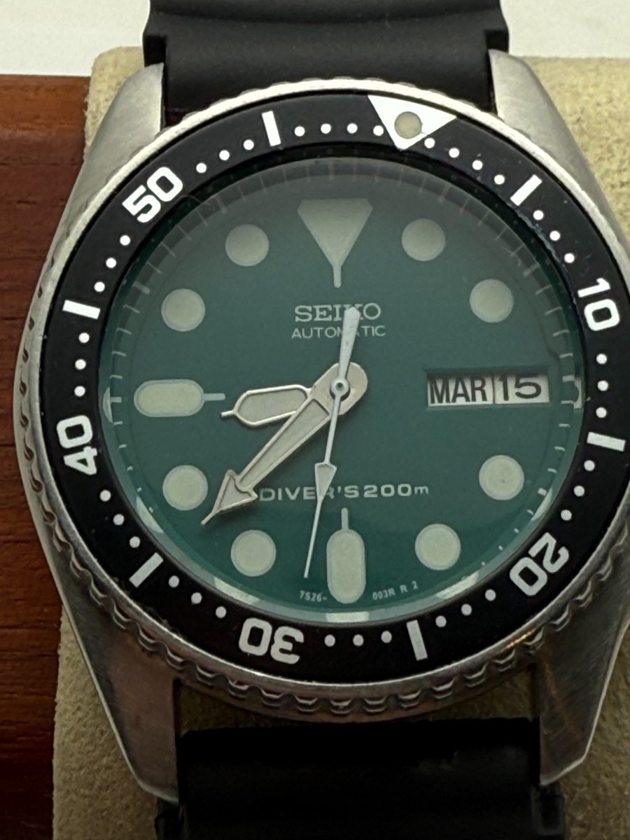 717/ 稼働 7S26-0030 セイコー SKX013 グリーン ダイバー Seiko SKX017 7S26‑0030 Diver 38mm Case Automatic Not Running/Parts