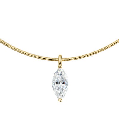 Halskette 3,0 kt Marquise-Schliff Laborgefertigt Diamant Testpass 18 K Gold Halsband