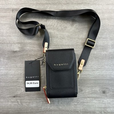 bugatti Ella Crossover Purse Bag Black Snap / Zip Open Shoulder Strap