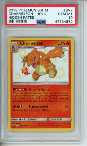 2019 Pokémon Sun & Moon Hidden Fates Charmeleon Holo SV7/SV94 PSA 10 Gem