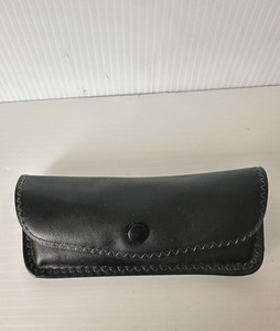 Eye Glass Case Black Faux Leather Standard Button Soft Case 6” Long ￼