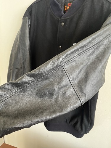 Leather Wool Stadium Jacket Black Blue XL Embroidery Vintage Pacer Carbon FX Coa - Picture 4 of 16