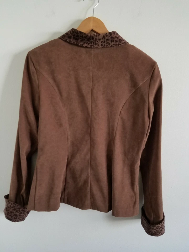 Винтажная оригинальная куртка R&K с 8 анималистическим принтом отделка оливковый зеленый воротник на пуговицах - Изображение 4 из 4