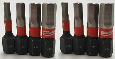 8x Milwaukee Shockwave HEX Bit 3 4 5 6 (25mm) Impact Duty für Schlagschrauber