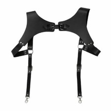 Vintage Leather Suspenders Braces Shoulder Strap Belt Adjustable Harness for Men