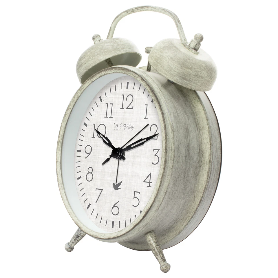 617-2916 La Crosse Clock Co. Reloj despertador analógico Twin Bell alimentado por batería Foto 2 de 4