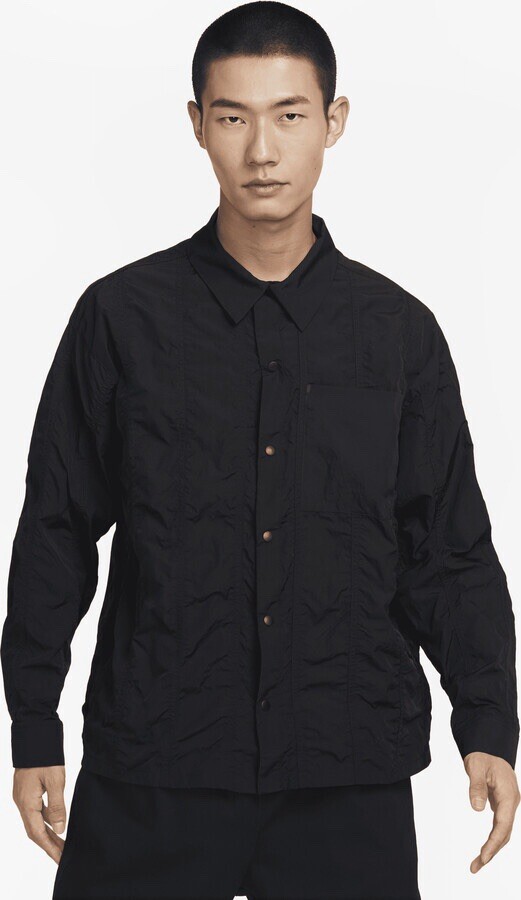 Nike Tech Pack Mens Button Up Long Sleeve Top Black Size S Small