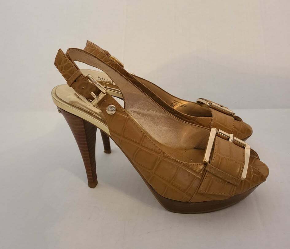 Michael Kors Sling Back Buckle Open Peep Toe High Heel Pumps Shoe Size michael-kors-sling-back-buckle-open-peep-toe-high-heel-pumps-shoe-size