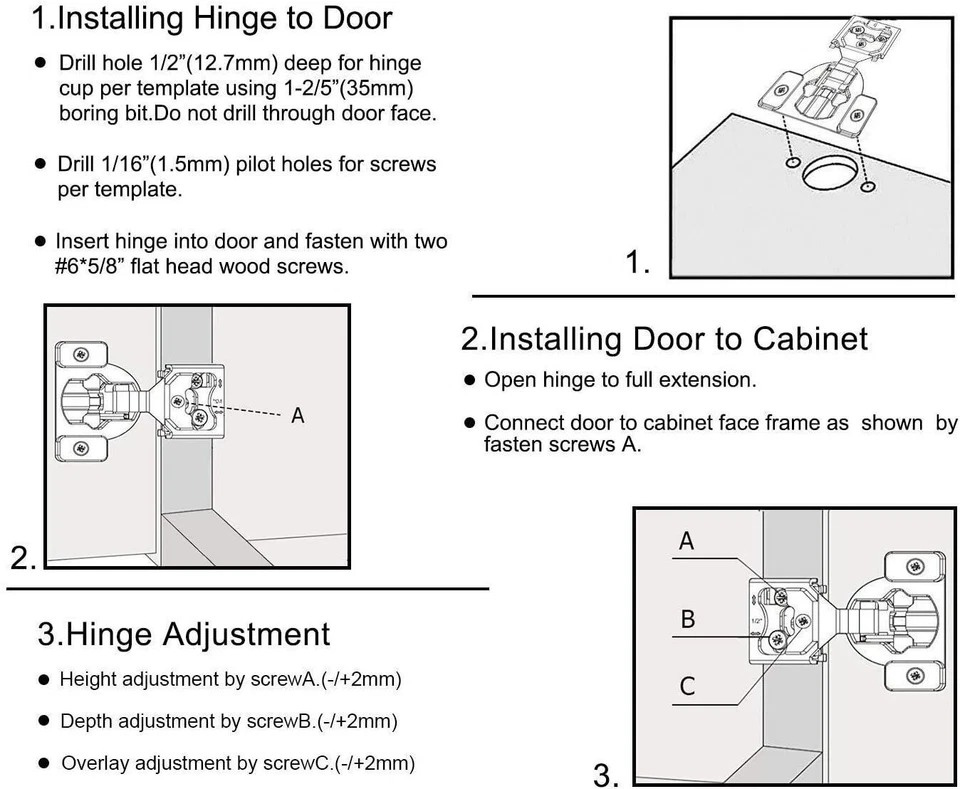 Lote de bisagras de gabinete de puerta compacta 105° marco frontal cierre suave superpuesto de 1/2" Foto 4 de 4