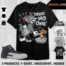 Shirt Match AJ 12 Barons Wolf Grey Sneaker Matching Trust No One Cat And Mouse