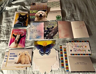 Lot of 12 Assorted BIRTHDAY Greeting Cards with Matching Envelopes - 7 Designs
