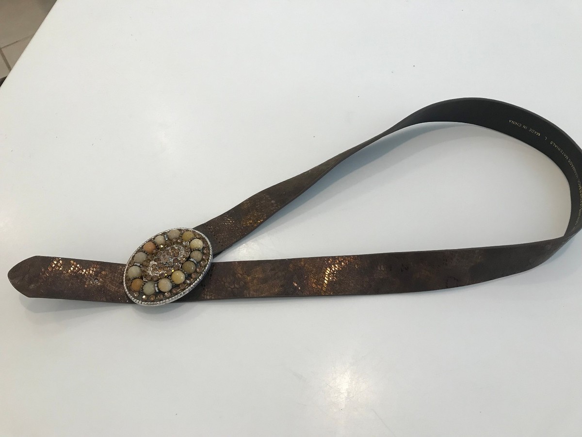 NW Chicos Brown Belt with Rhinestone Buckle - Size L | eBay display picture 1