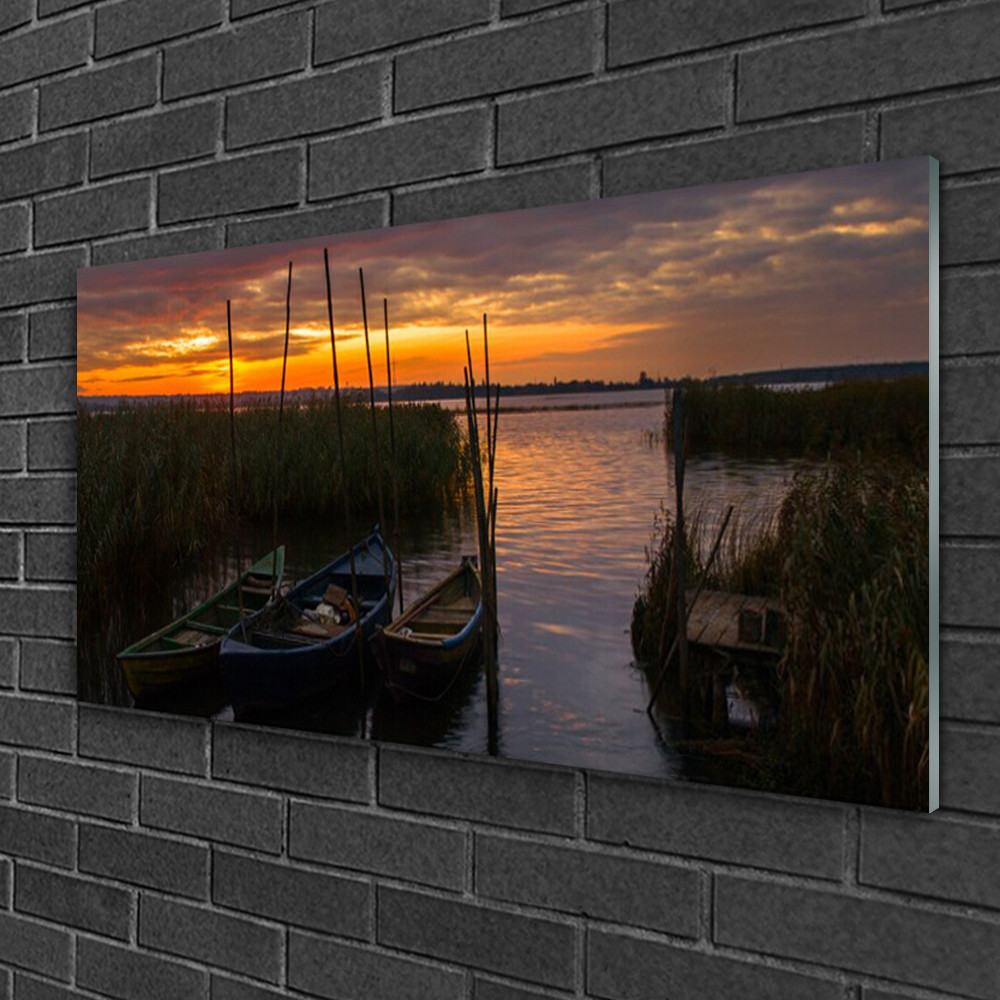 Décoration murale mer et bateaux Tulup tableau en verre pour grand mur blanc