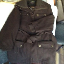 Womens Evans Uk 16 Chocolate Brown Wool Blend Belted 4 Pocket Winter Coat Jacket