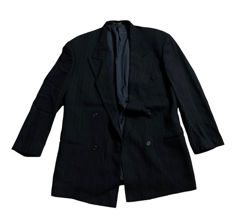 Vintage Giorgio Armani Blazer Mens L Black Virgin Wool Single
