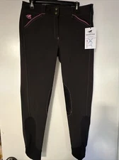 NWT Piper by SmartPak Womens Equestrian Horse Riding Breeches 32L Anthra/Coral
