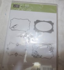New Stampin Up Four Frames - 4 pc Cling Mount Stamp Set - cracked case