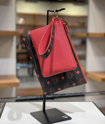 Authentic MCM Luggage Pouch Clutch Bag, Large Zipped Wallet