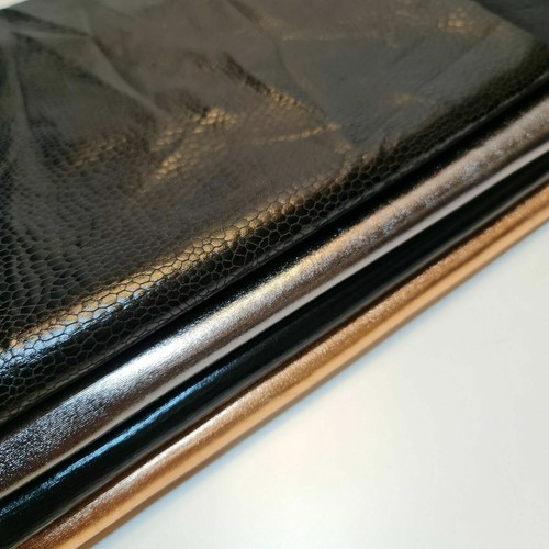 Połysk ITY Leather Look Materiał Stretch PVC Skórzana sukienka Tkanina rzemieślnicza 58" - Zdjęcie 4 z 26
