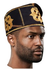 Black and Gold Embroidered African Hand woven Aso Oke Hat