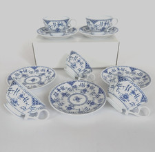 10 PC Tea Cup Set Porcelain Fine China Blue  White Flowers Lot Teacup Japan NIB