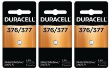 3 Pcs Duracell 377 Watch and Calculator Batteries