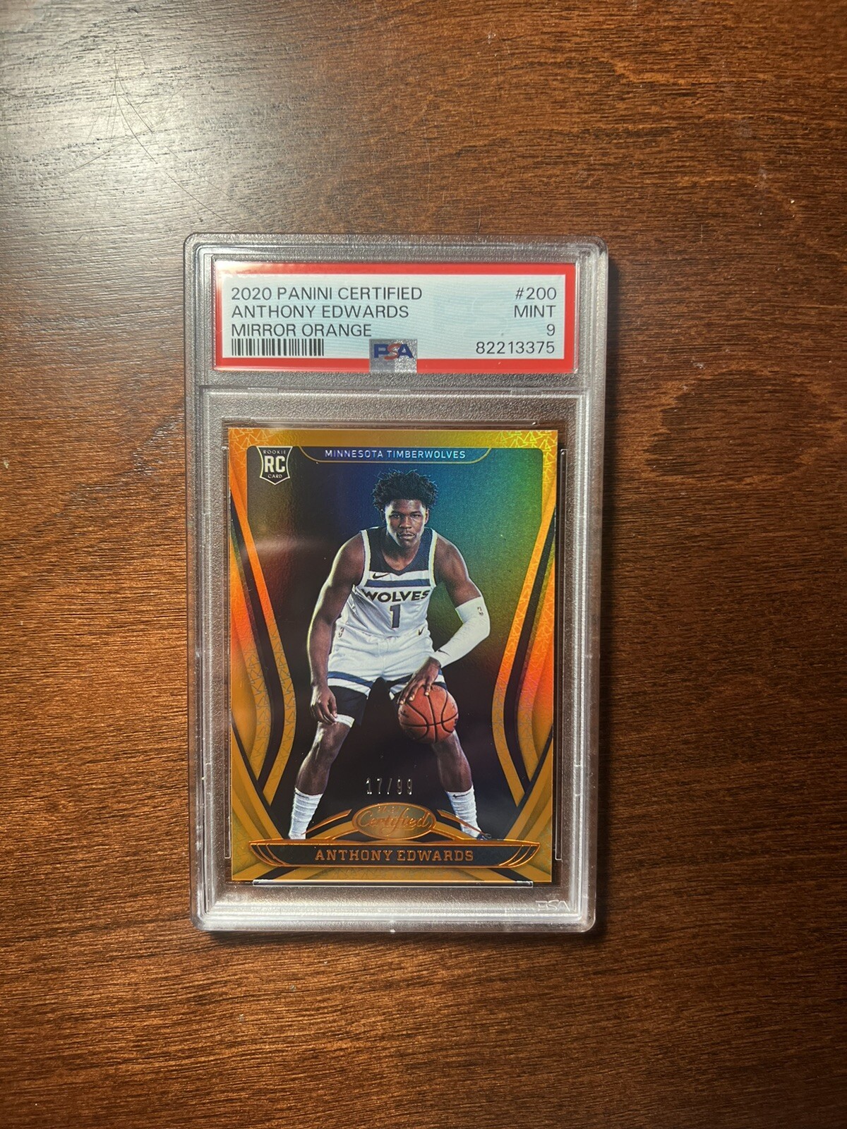 2020-21 Panini Certified #200 Anthony Edwards Mirror Orange 17/99 PSA 9 LOW POP
