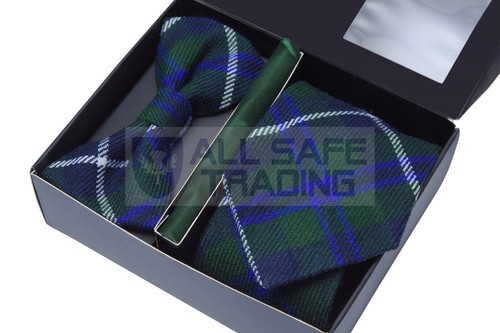 Premium Men’s Gift Tie Set Tartan Necktie Pocket Square Bowtie For Men - Picture 24 of 138