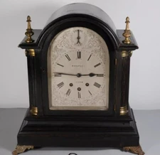 Edwin Routley of Bath Boardroom 8 Bells Musical Bracket Clock Ebony Case