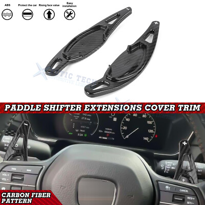 For Honda Accord CRV Twill-Weave Carbon Add-on Shift Paddle Extension Cover Trim