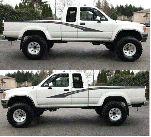 Vintage  Retro Style  Fits Toyota P/U EXTRA CAB, Vinyl Decals graphics - Picture 1 of 7