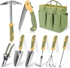 Garden Tool Set 9 Piece Stainless Steel Heavy Duty Green Gardening Tools NonSlip