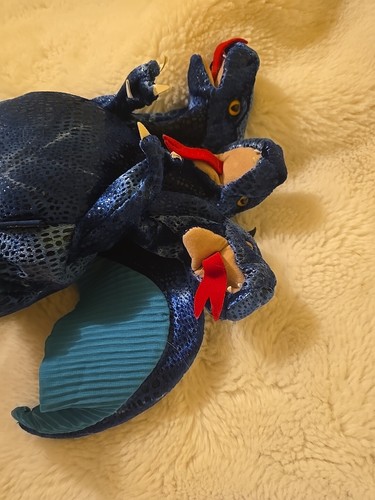 Folkmanis Blue Three - Headed Dragon 14" Plush Hand Puppet Fast Shipping - Picture 8 of 11